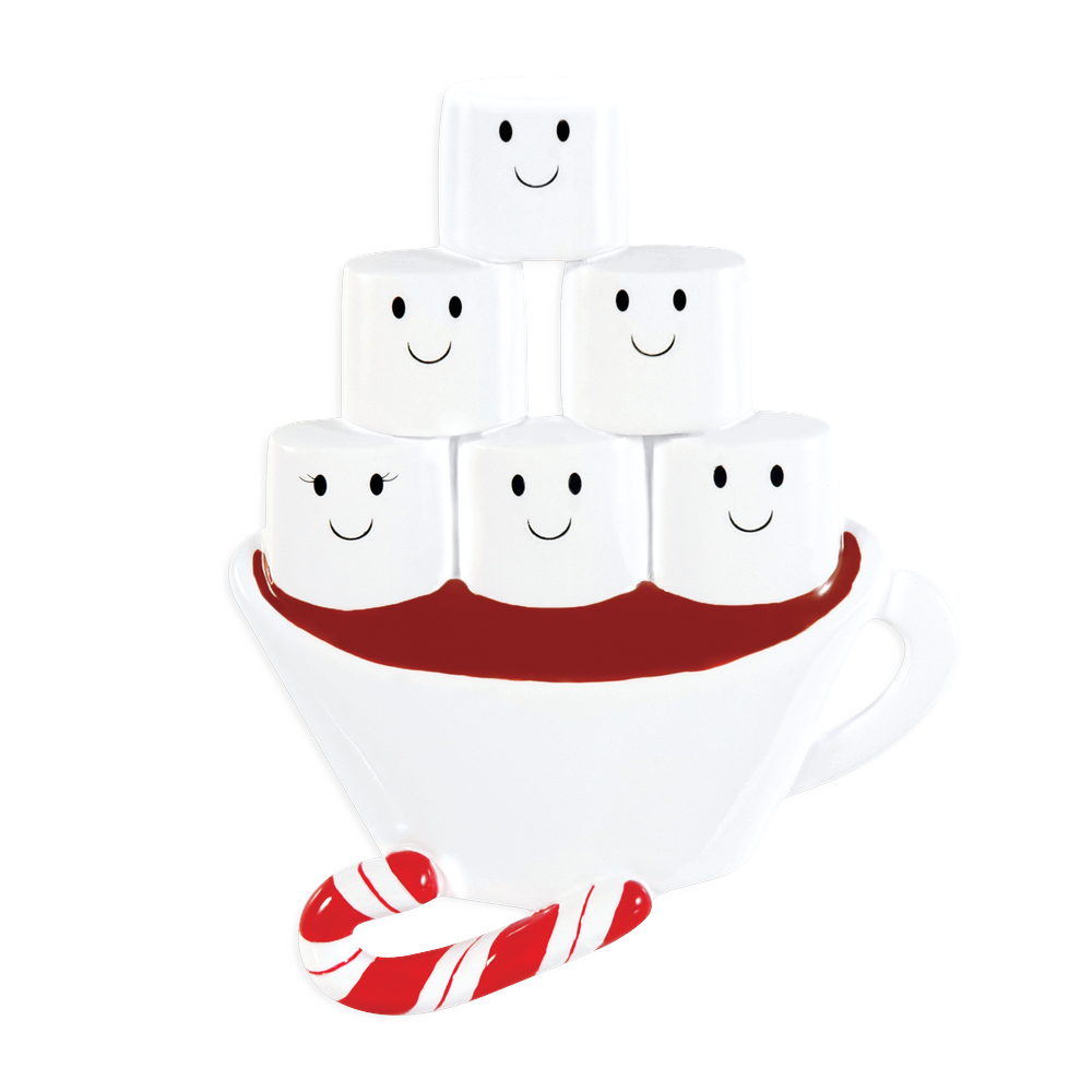 OR1213-6 - Hot Chocolate Family With 4 Kids Personalised Christmas Decoration