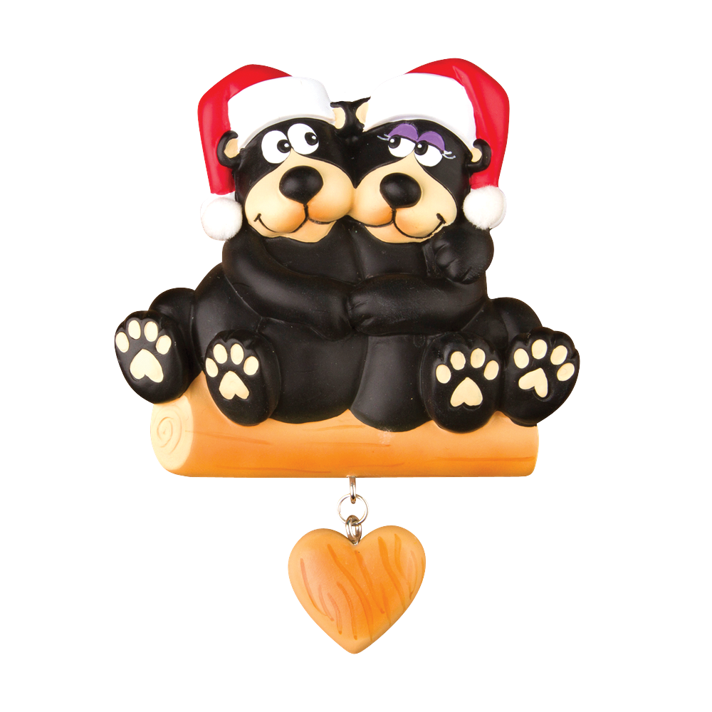 OR1215-2 - Black Bear Family - Couple Personalised Christmas Decoration