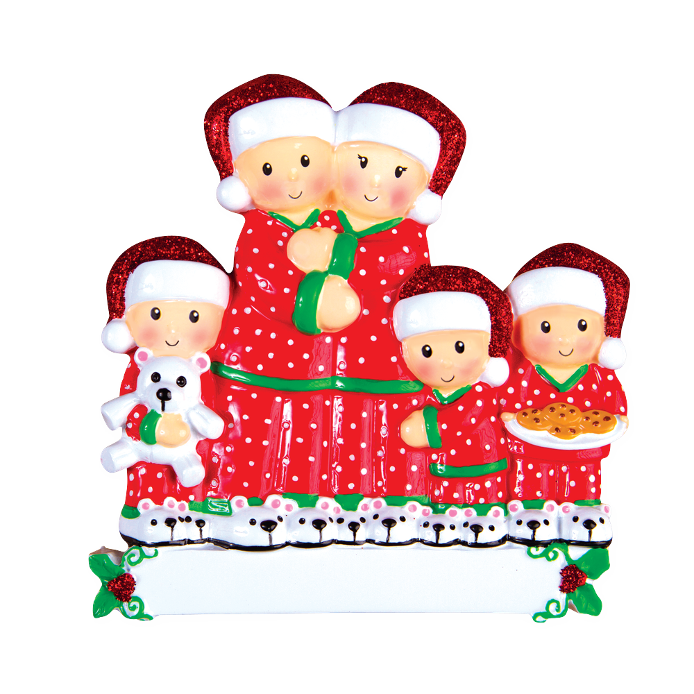OR1470-5 - Pajama Family of 5 Personalised Christmas Decoration
