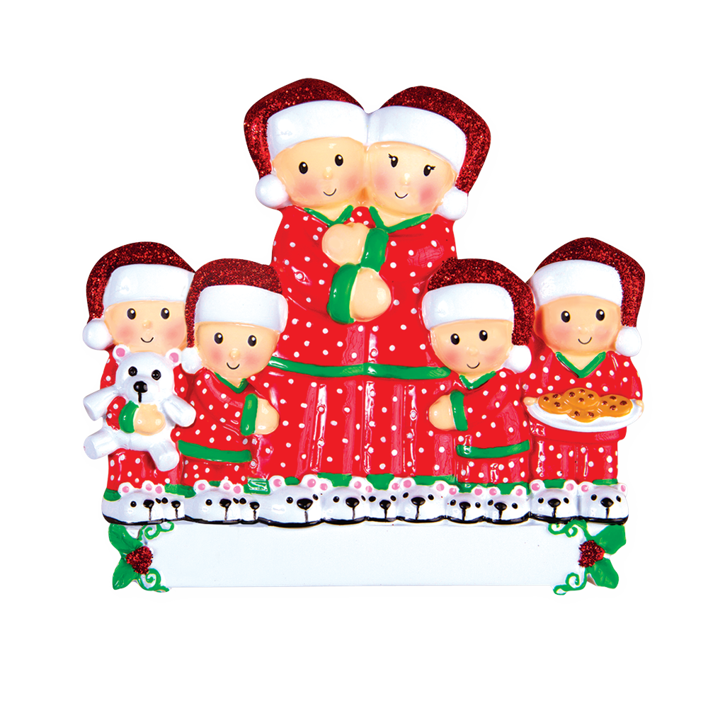 OR1470-6 - Pajama Family of 6 Personalised Christmas Decoration