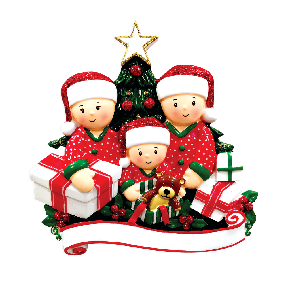 OR1523-3 - Opening Presents (Family of 3) Christmas Ornament