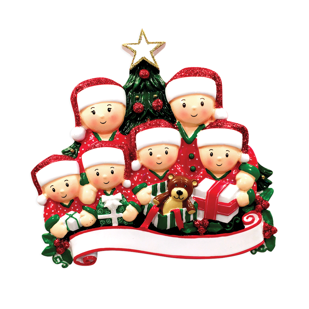 OR1523-6 - Opening Presents (Family of 6) Christmas Ornament