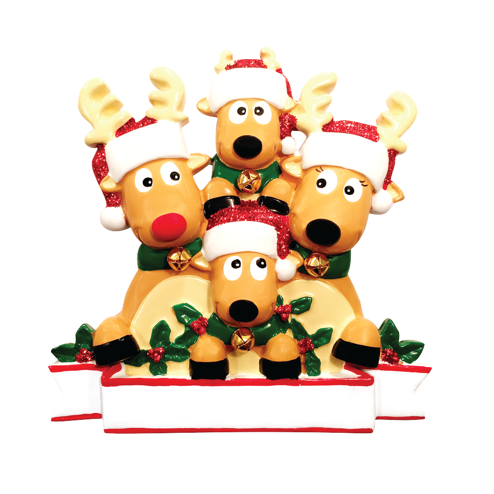 OR1527-4 - New Reindeer (Family of 4) Christmas Ornament