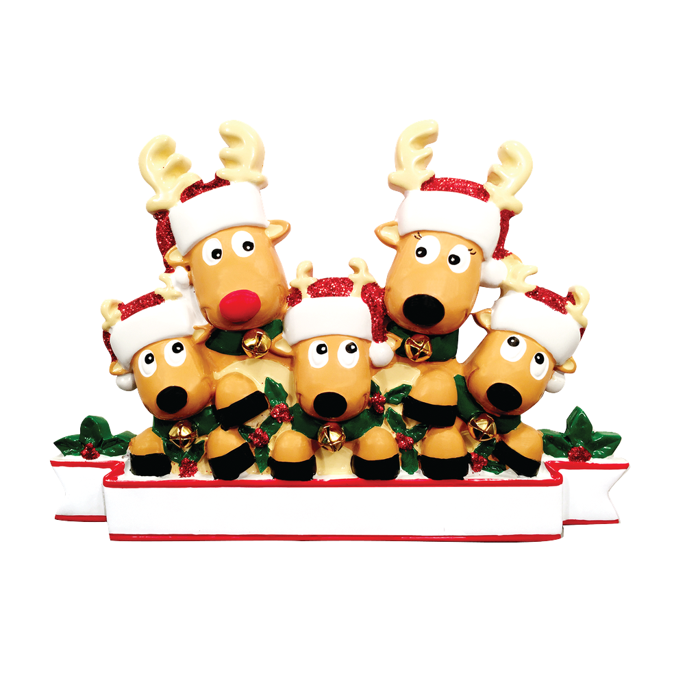 OR1527-5 - New Reindeer (Family of 5) Christmas Ornament