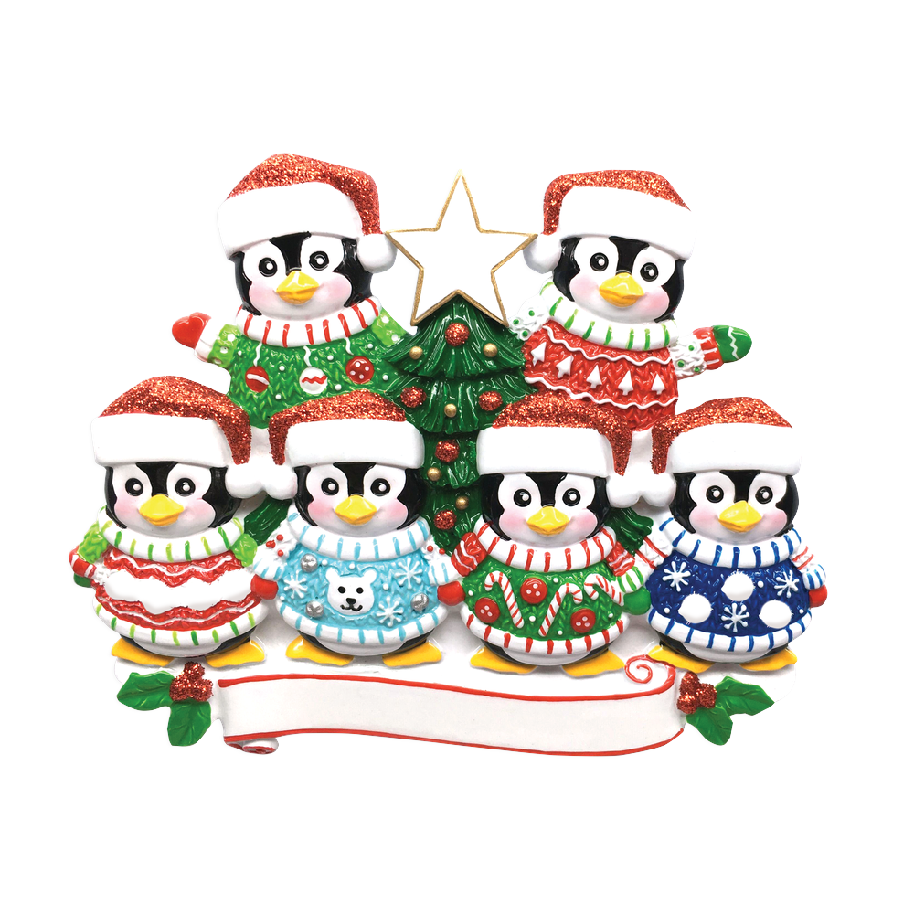 OR1602-6 - Ugly Sweater Family of 6 Personalised Christmas Decoration