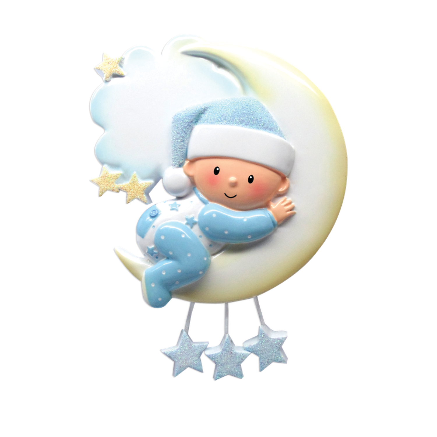 OR1637-B - Baby On Moon (Boy) Personalised Christmas Decoration