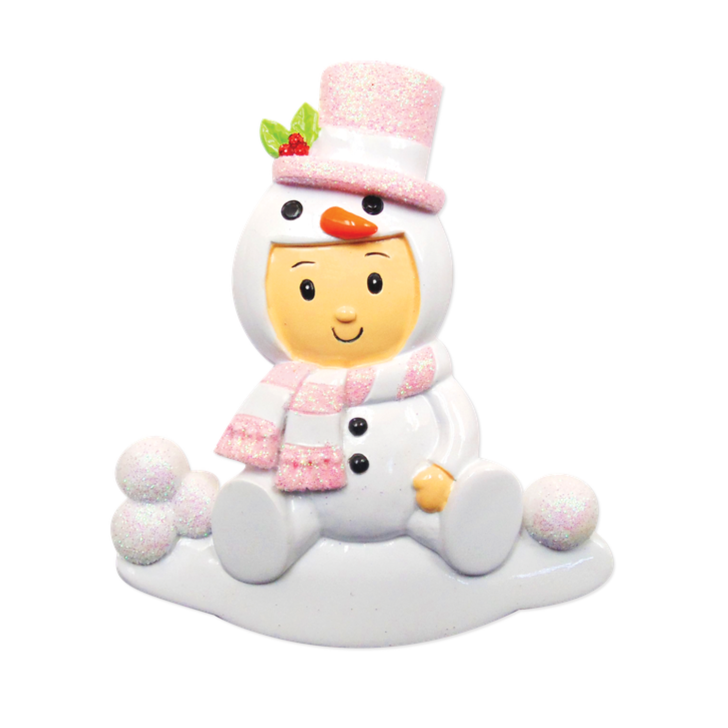 OR1639-P - Baby Girl Snowman Personalised Christmas Ornament
