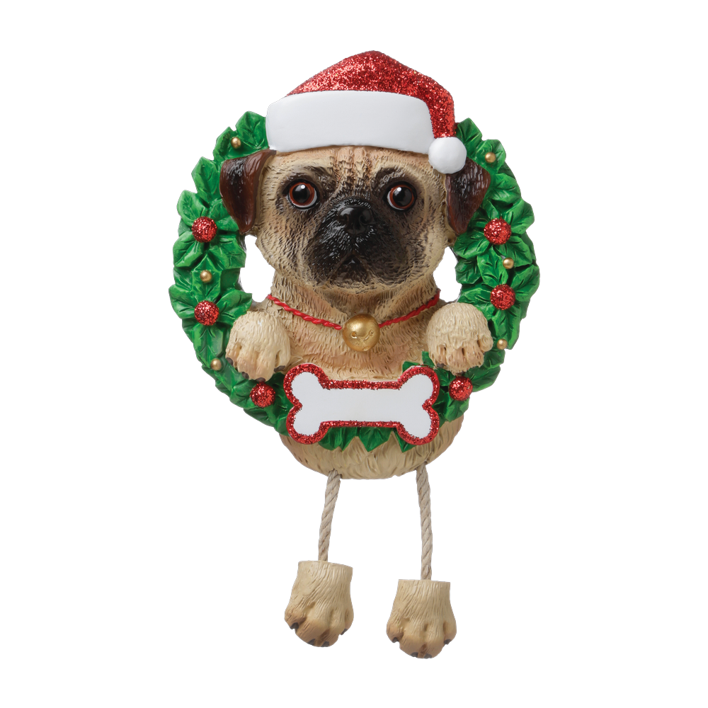 OR1712-PU - Pug (Pure Breed) Personalised Christmas Decoration