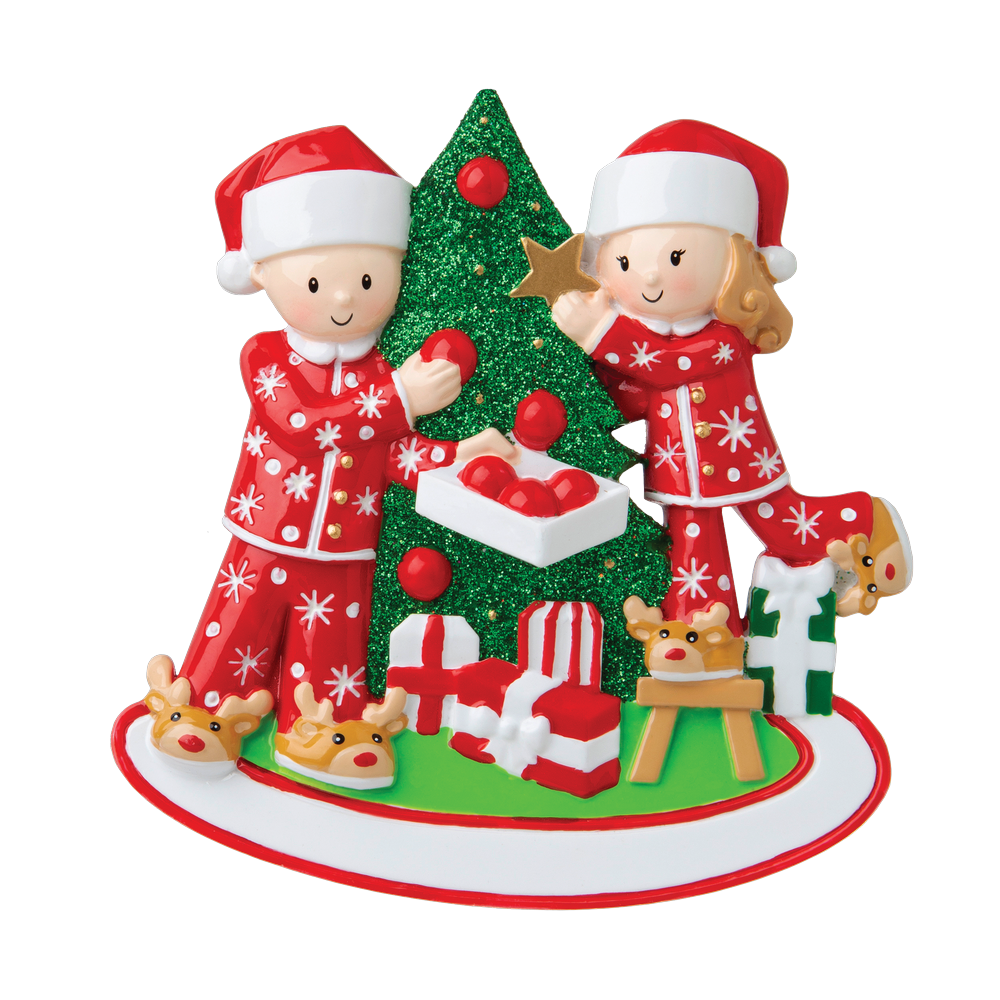 OR1784 - Couple Decorating A Tree Our 1St Christmas Together Personalised Christmas Decoration