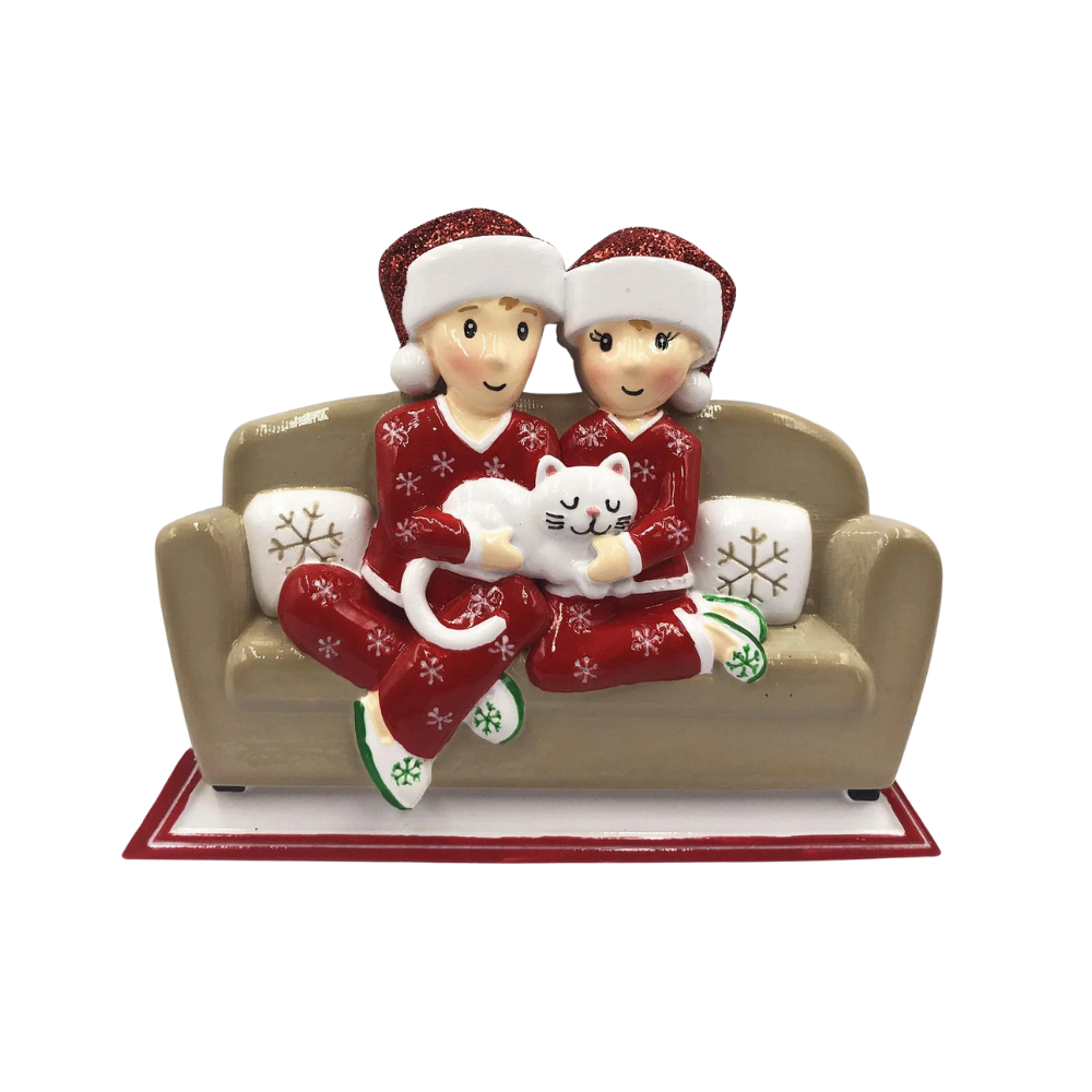 OR1786-2 - Family of 2 W/Cat Personalised Christmas Decoration