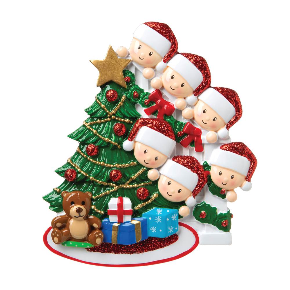 OR1789-6 - Peeking Family of 6 Personalised Christmas Decoration