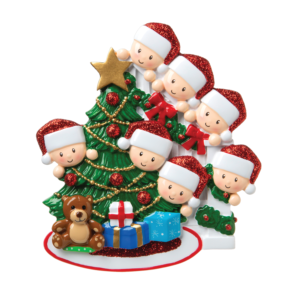 OR1789-7 - Peeking Family of 7 Personalised Christmas Decoration