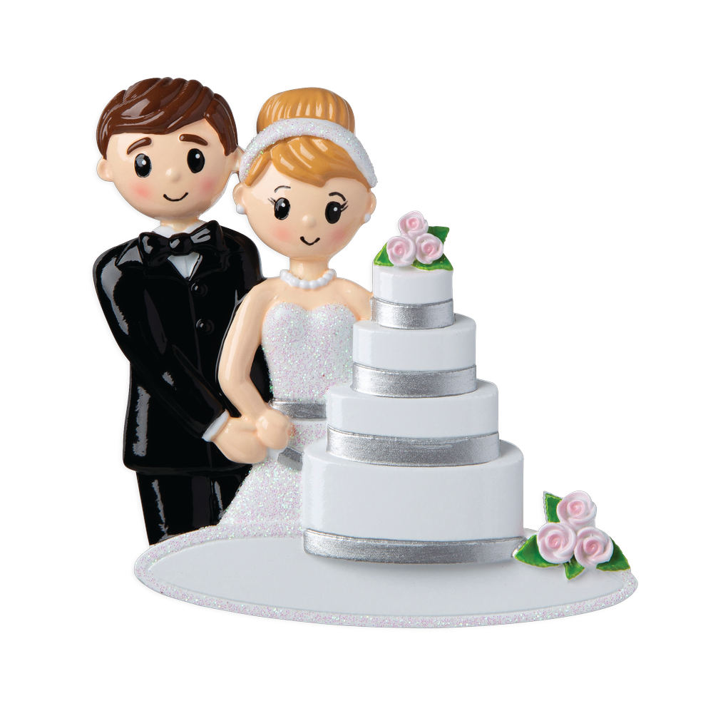 OR1880 - Wedding Couple With Cake Personalised Christmas Decoration