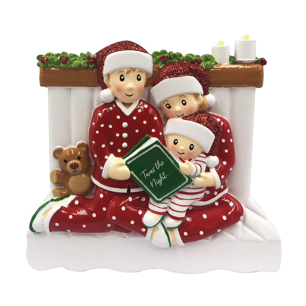 OR2025-3 - Reading in Bed Family of 3 Personalized Christmas Decoration