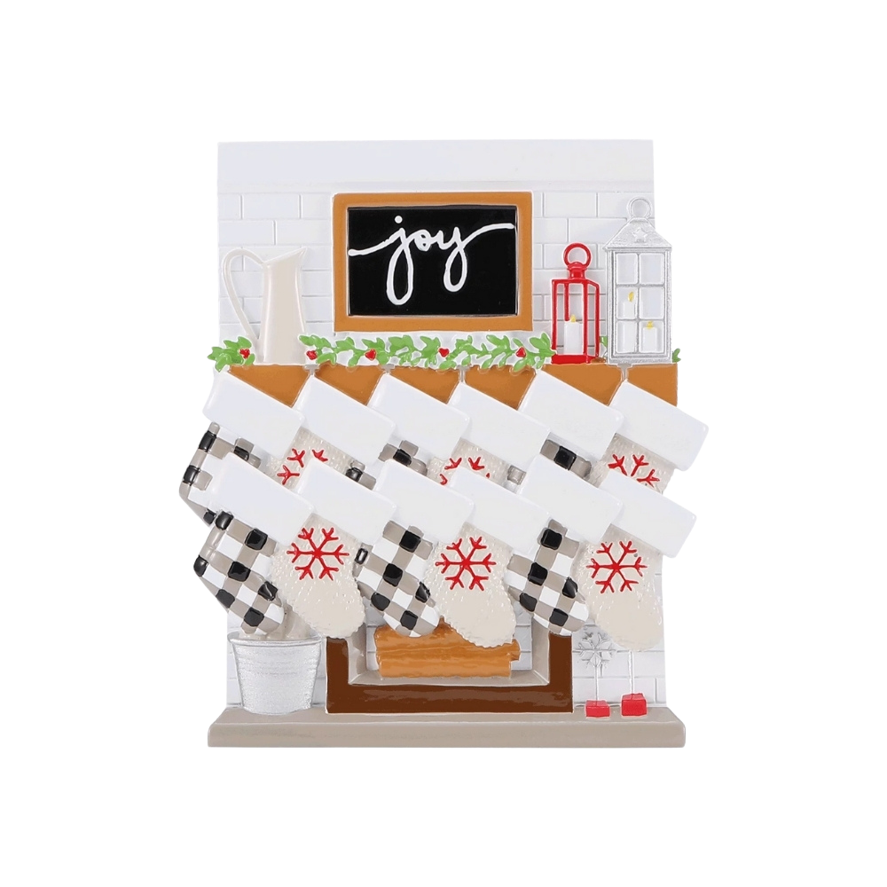 OR2030-12 - Fireplace Mantle Family of 12 Personalised Christmas Decoration