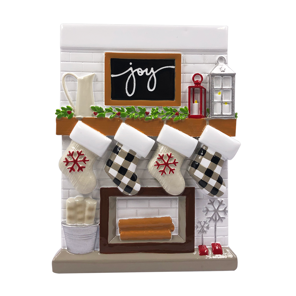 OR2030-4 - Fireplace Mantle Family of 4 Personalised Christmas Decoration