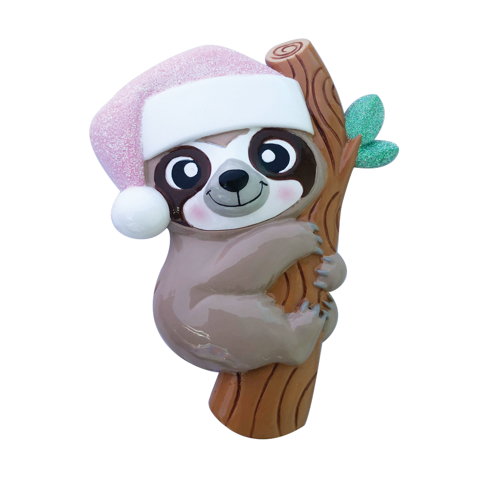 OR2157-P - Baby Sloth (Pink) Personalised Christmas Decoration