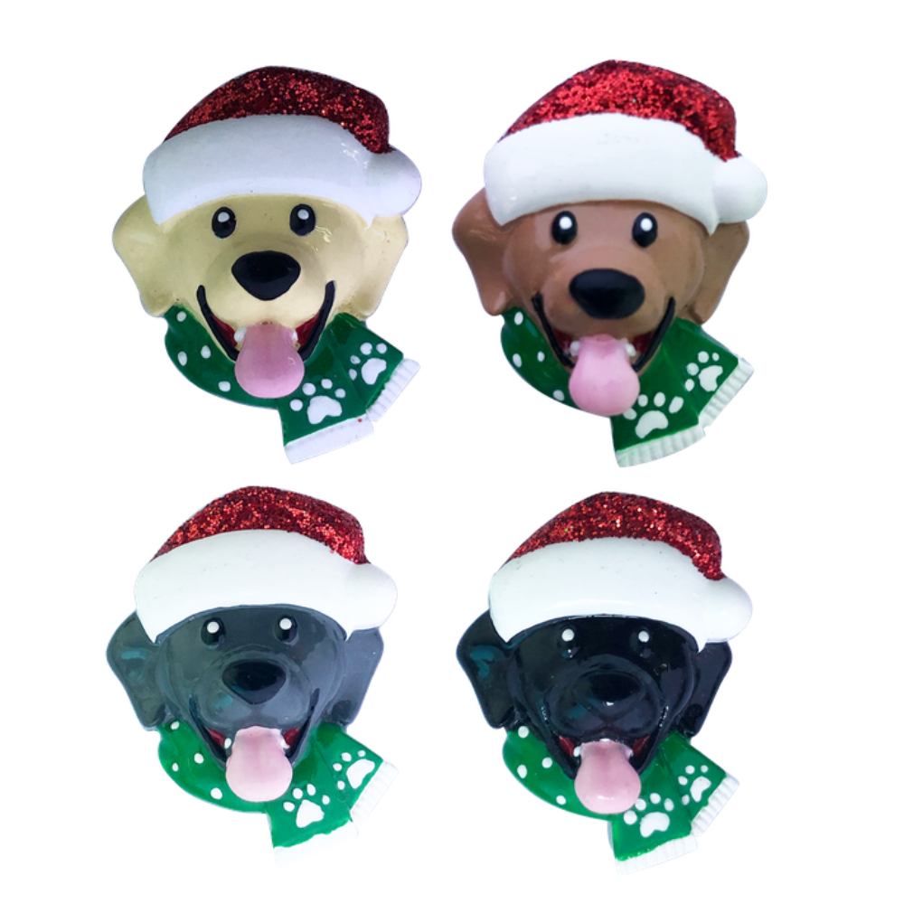 OR2176-A - Stick On Dog W/ Santa Cap Add On Assortment (3 of Each) Personalised Christmas Ornament