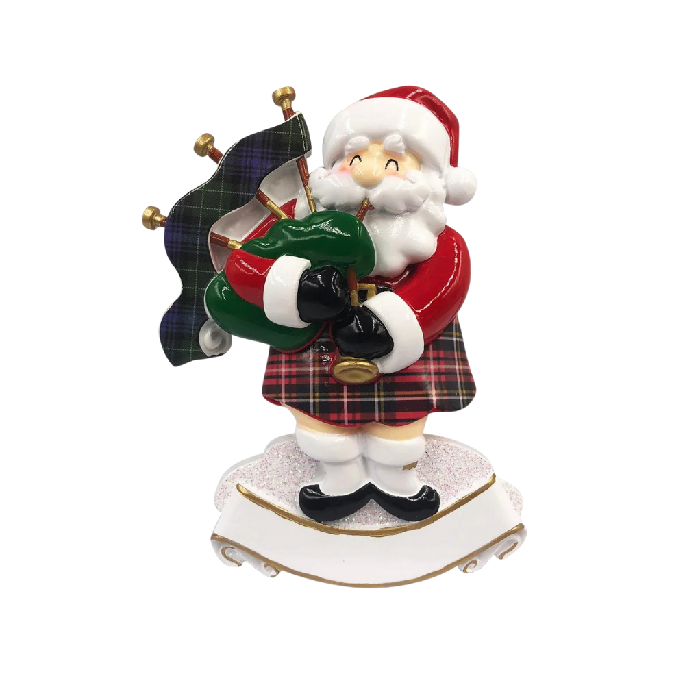 OR2213 - Scottish Santa W/ Bagpipes Personalised Christmas Decoration