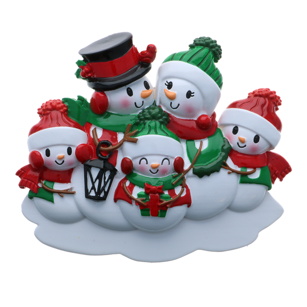 OR2255-5 - Snowman Family of 5 Personalised Christmas Decoration