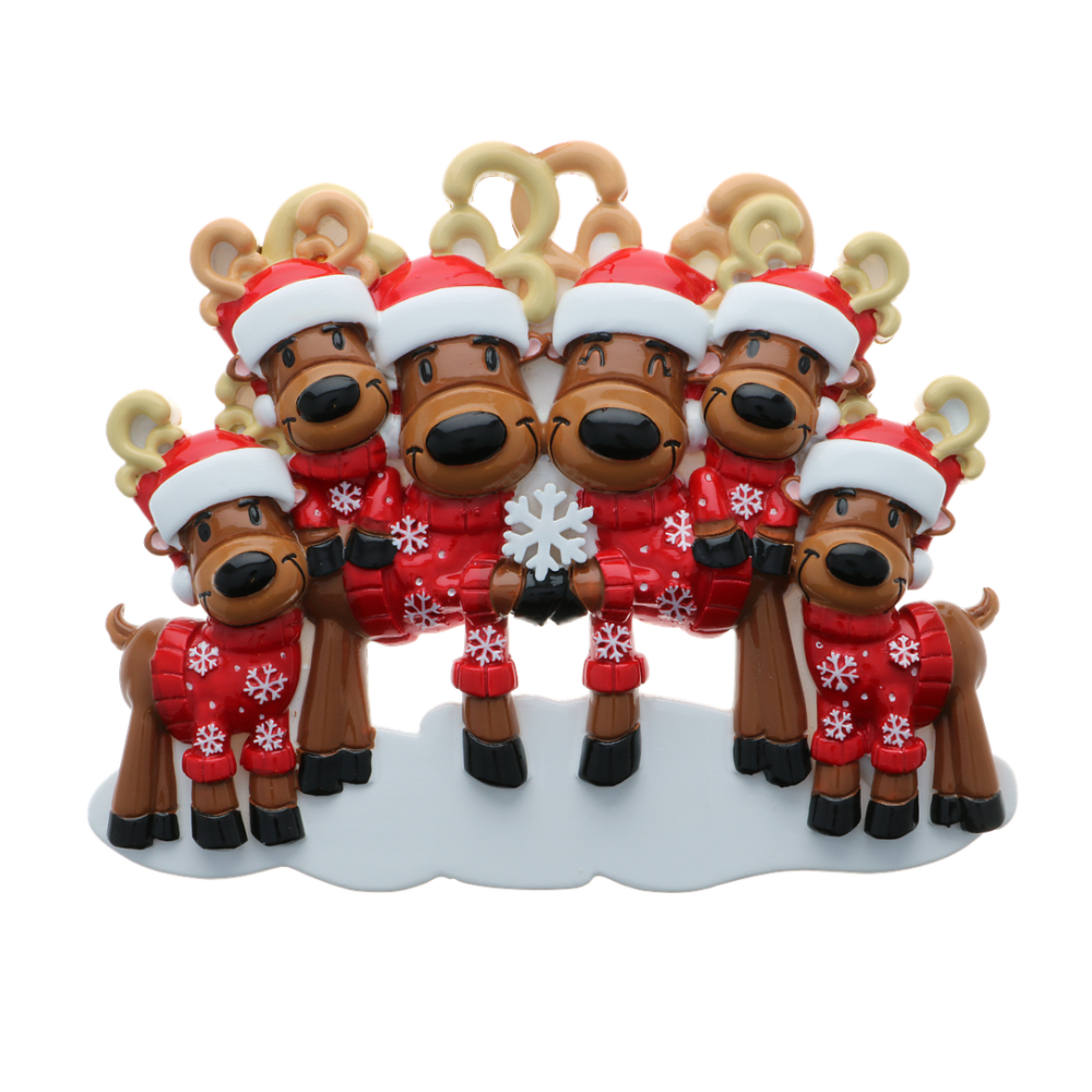 OR2256-6 - Mr. & Mrs. Reindeer Family of 6 Personalised Christmas Decoration