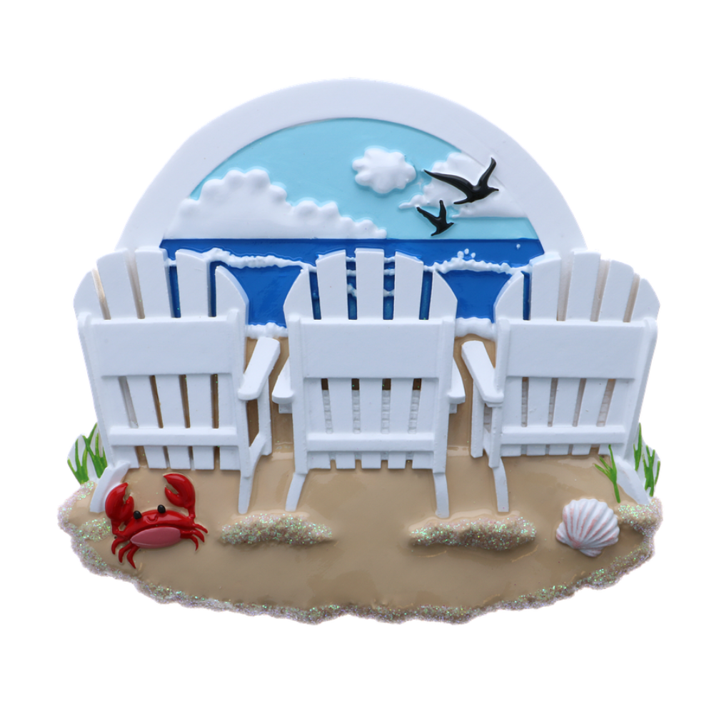 OR2258-3 - Beach Chairs Family of 3 Personalised Christmas Decoration