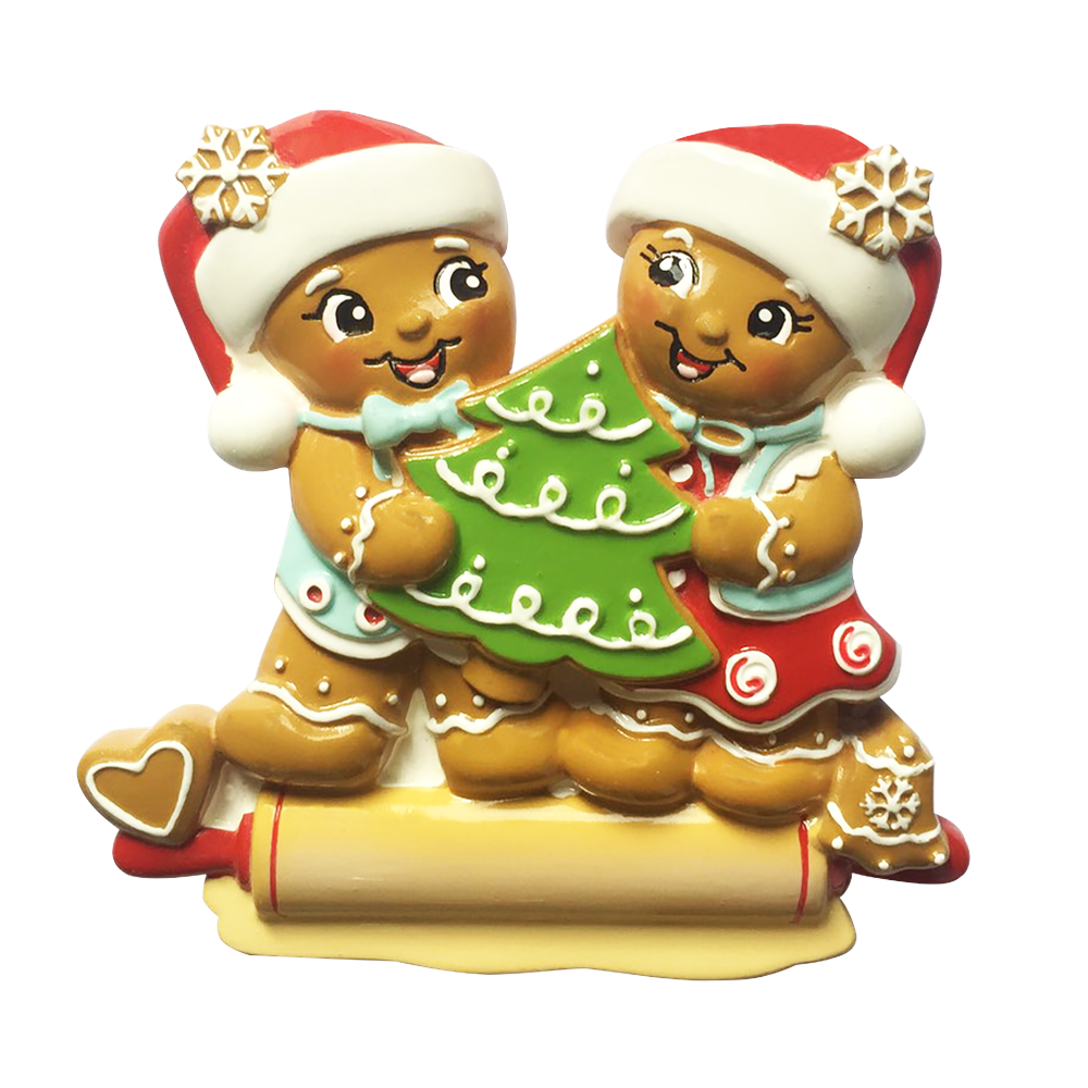 OR2380-2 - Nostalgic Gingerbread Family of 2 Personalised Christmas Decoration