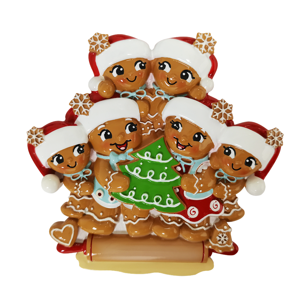OR2380-6 - Nostalgic Gingerbread Family of 6 Personalised Christmas Decoration