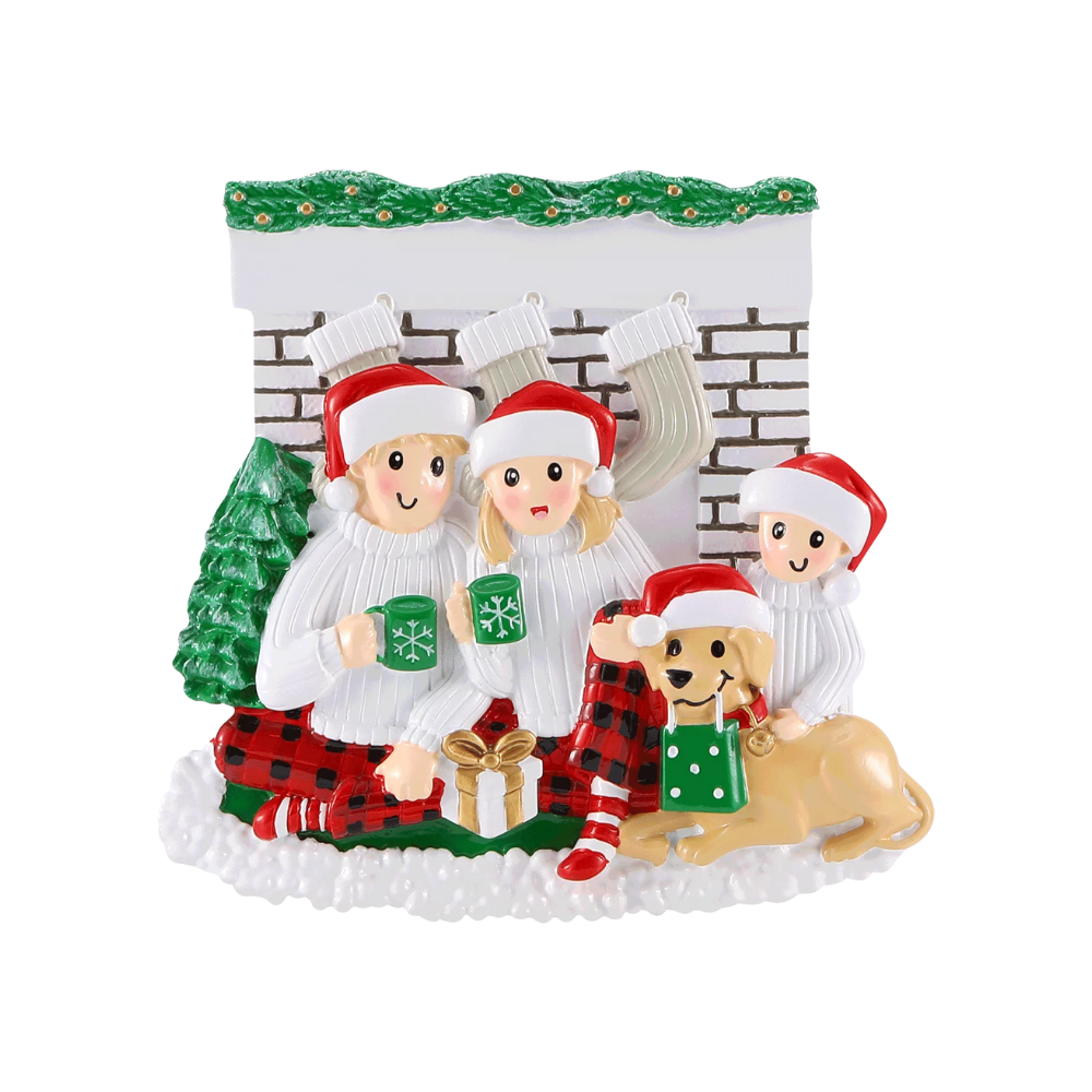 OR2461-3 - Family of 3 Sitting in Front of Fireplace