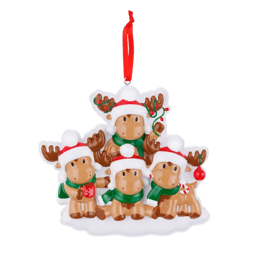 OR2467-4 - Cutesy Moose (Family of 4) Personalised Christmas Decoration