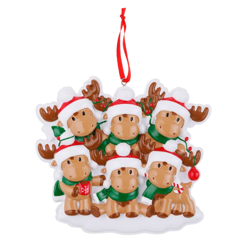OR2467-6 - Cutesy Moose (Family of 6) Personalised Christmas Decoration