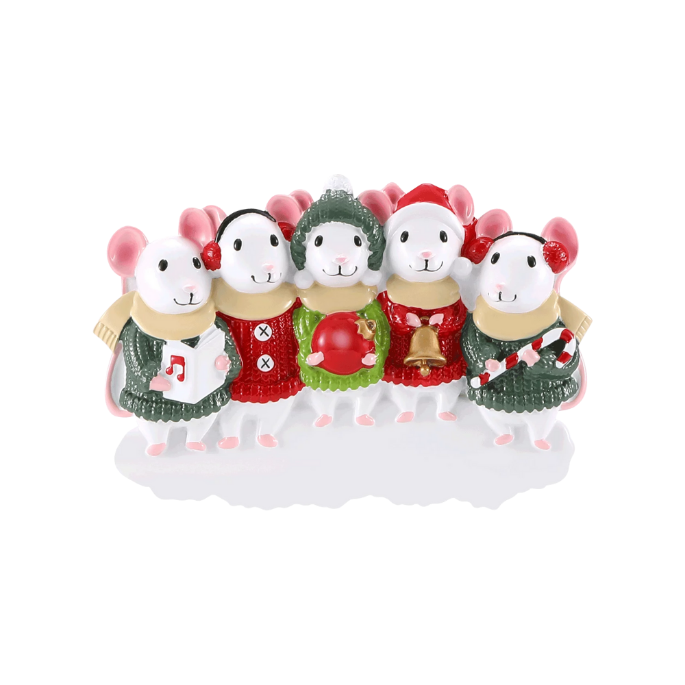 OR2468-5 - Mouse Sweater (Family of 5) Personalised Christmas Decoration