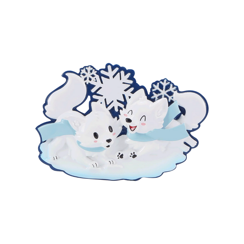 OR2469-2 - Arctic Fox (Family of 2) Personalised Christmas Decoration