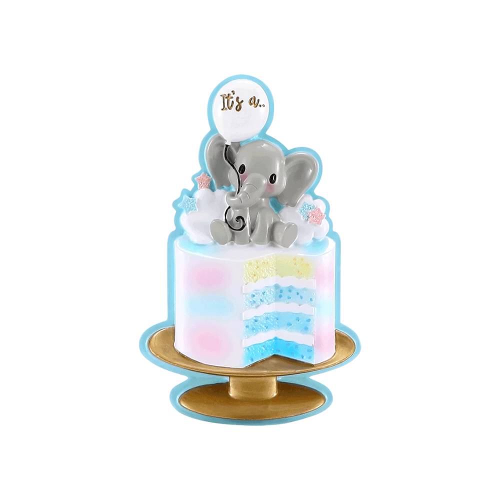 OR2481-B - Gender Reveal Cake (Blue) Personalised Christmas Decoration