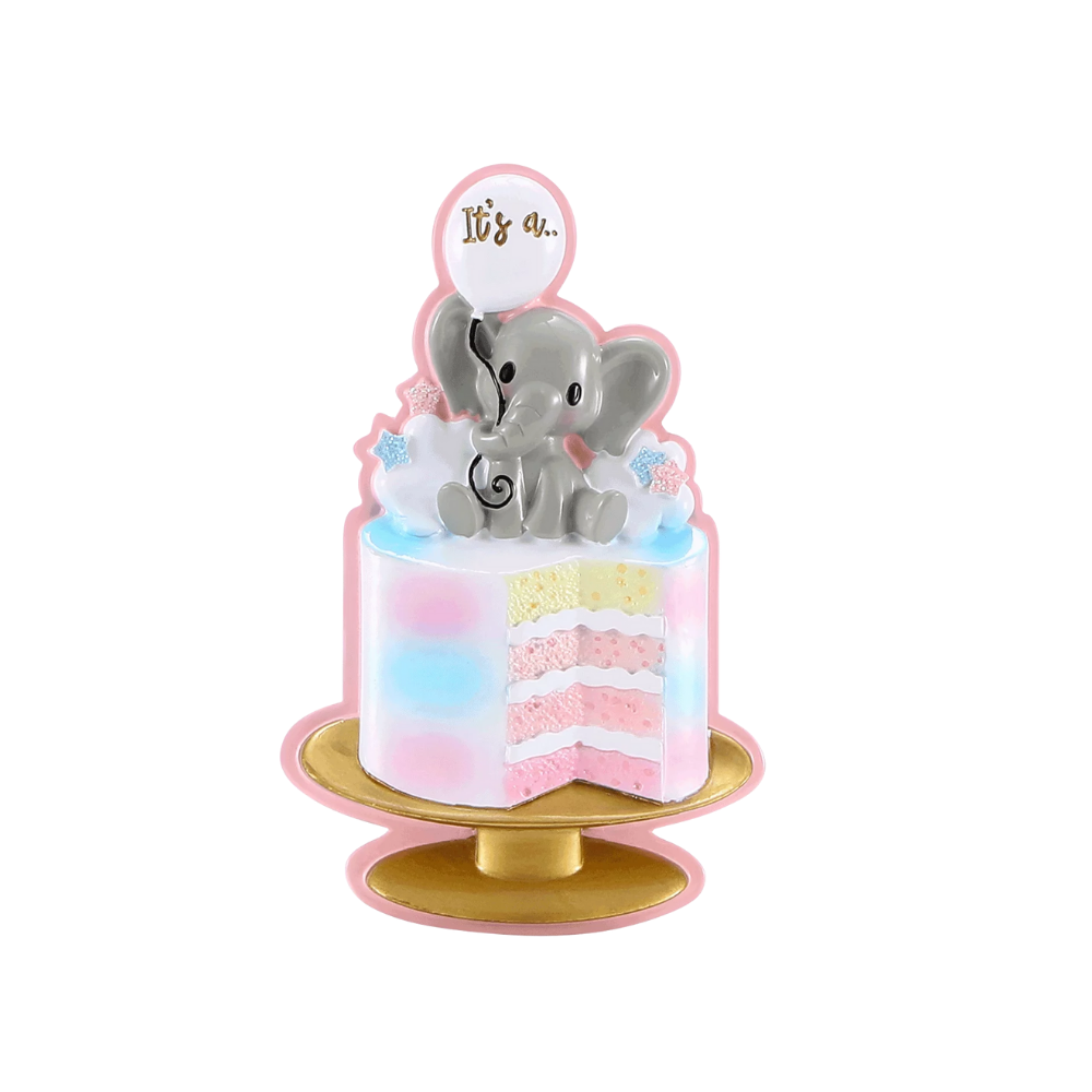 OR2481-P - Gender Reveal Cake (Pink) Personalised Christmas Decoration