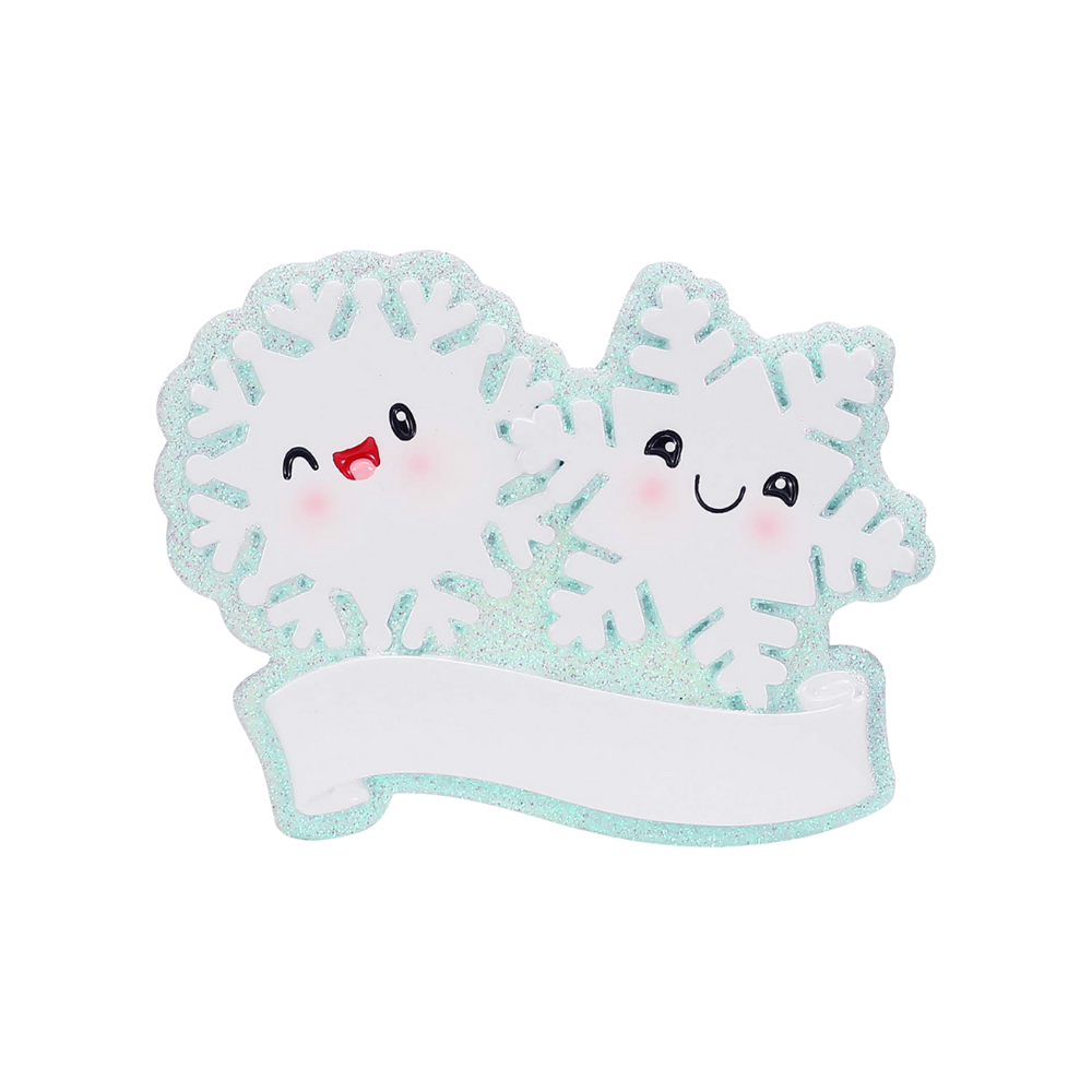 OR2671-2 - Snowflake Family of 2 Personalised Christmas Ornaments