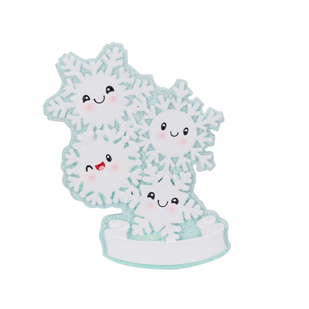 OR2671-4 - Snowflake Family of 4 Personalised Christmas Ornaments