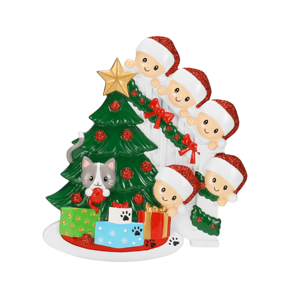 OR2672-5 - Cat in Christmas Tree Family of 5
