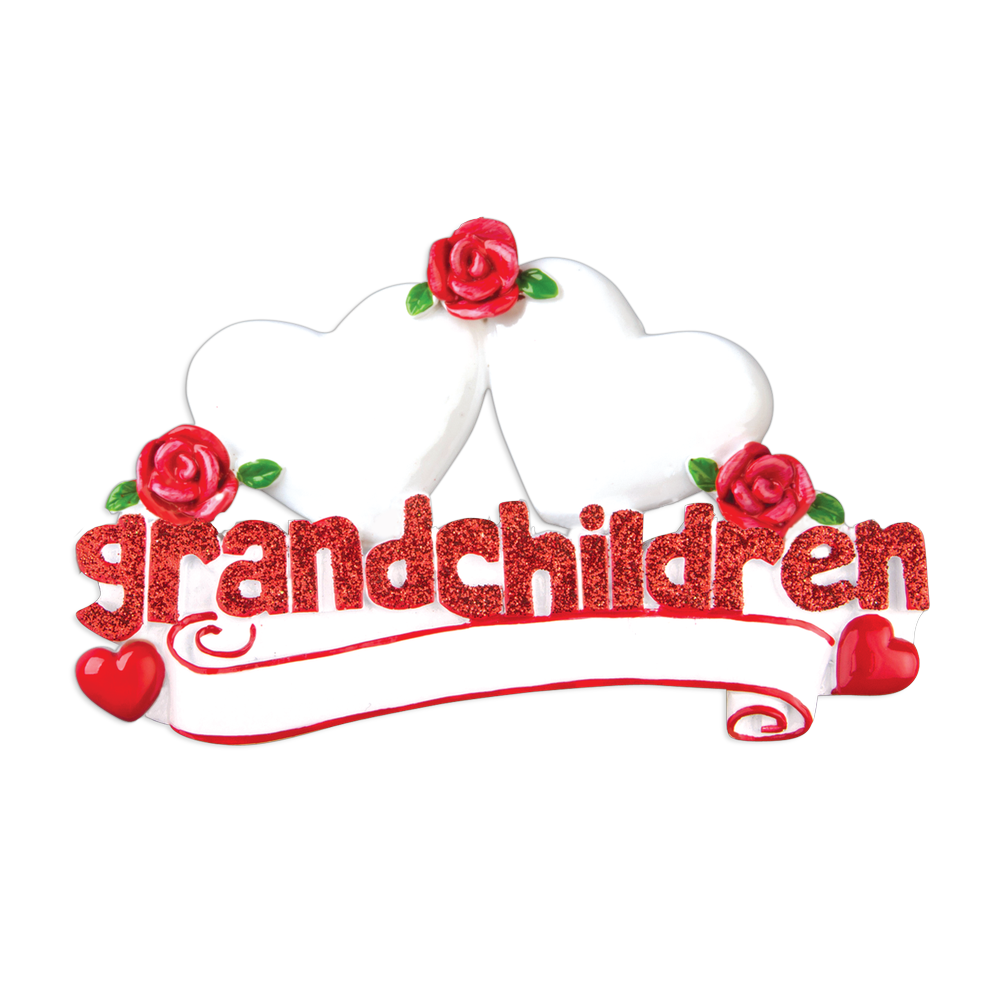 OR529-2 - Grandchildren With Two Hearts Personalised Christmas Decoration