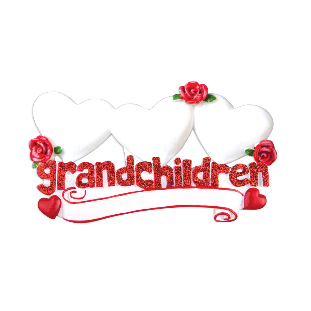 OR529-3 - Grandchildren With Three Hearts Personalised Christmas Decoration