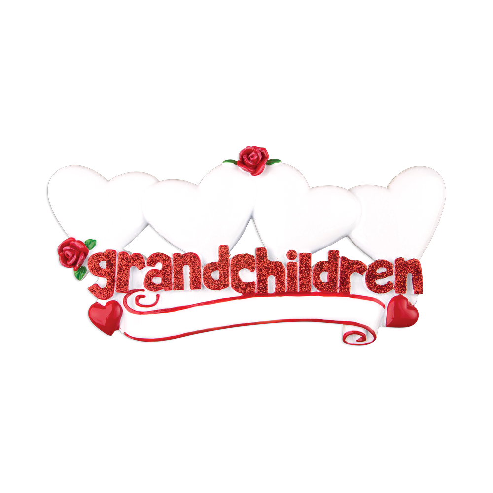 OR529-4 - Grandchildren With Four Hearts Personalised Christmas Decoration