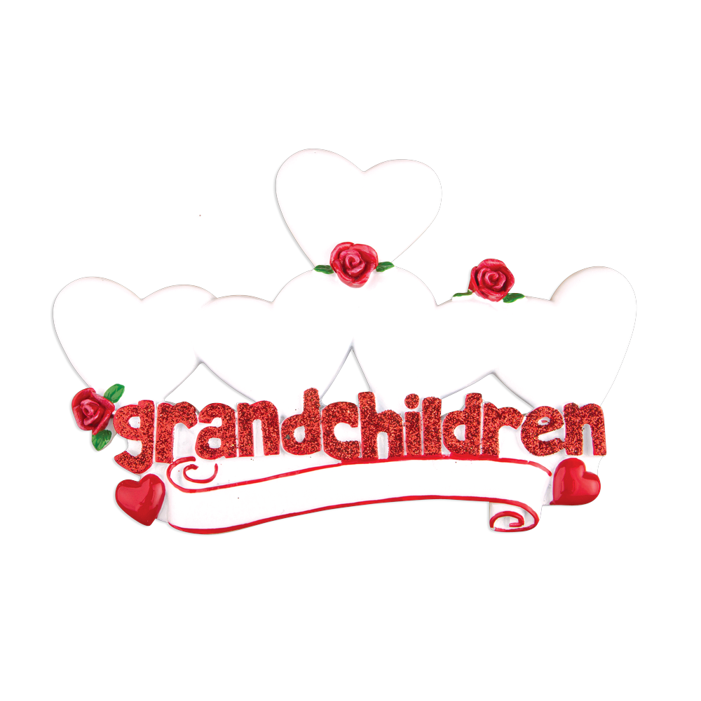 OR529-5 - Grandchildren With Five Hearts Personalised Christmas Decoration