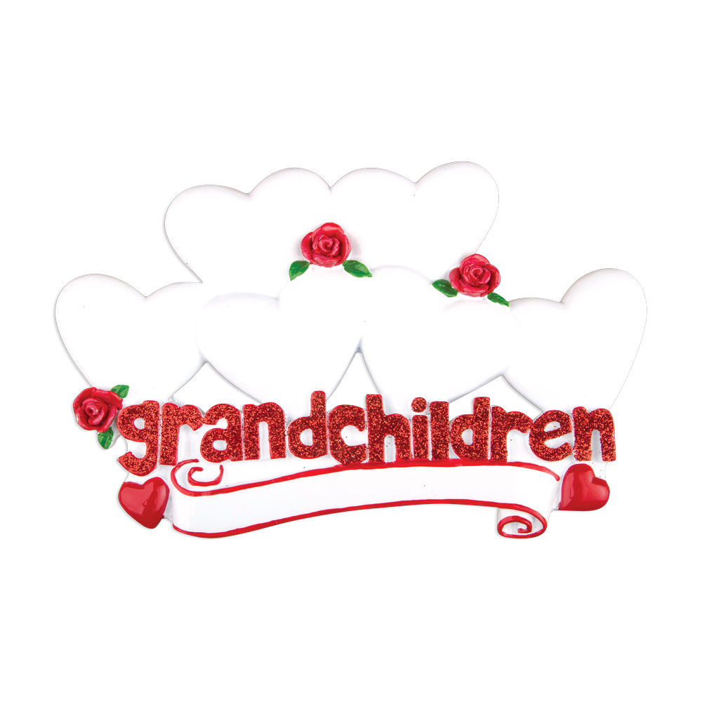 OR529-6 - Grandchildren With Six Hearts Personalised Christmas Decoration