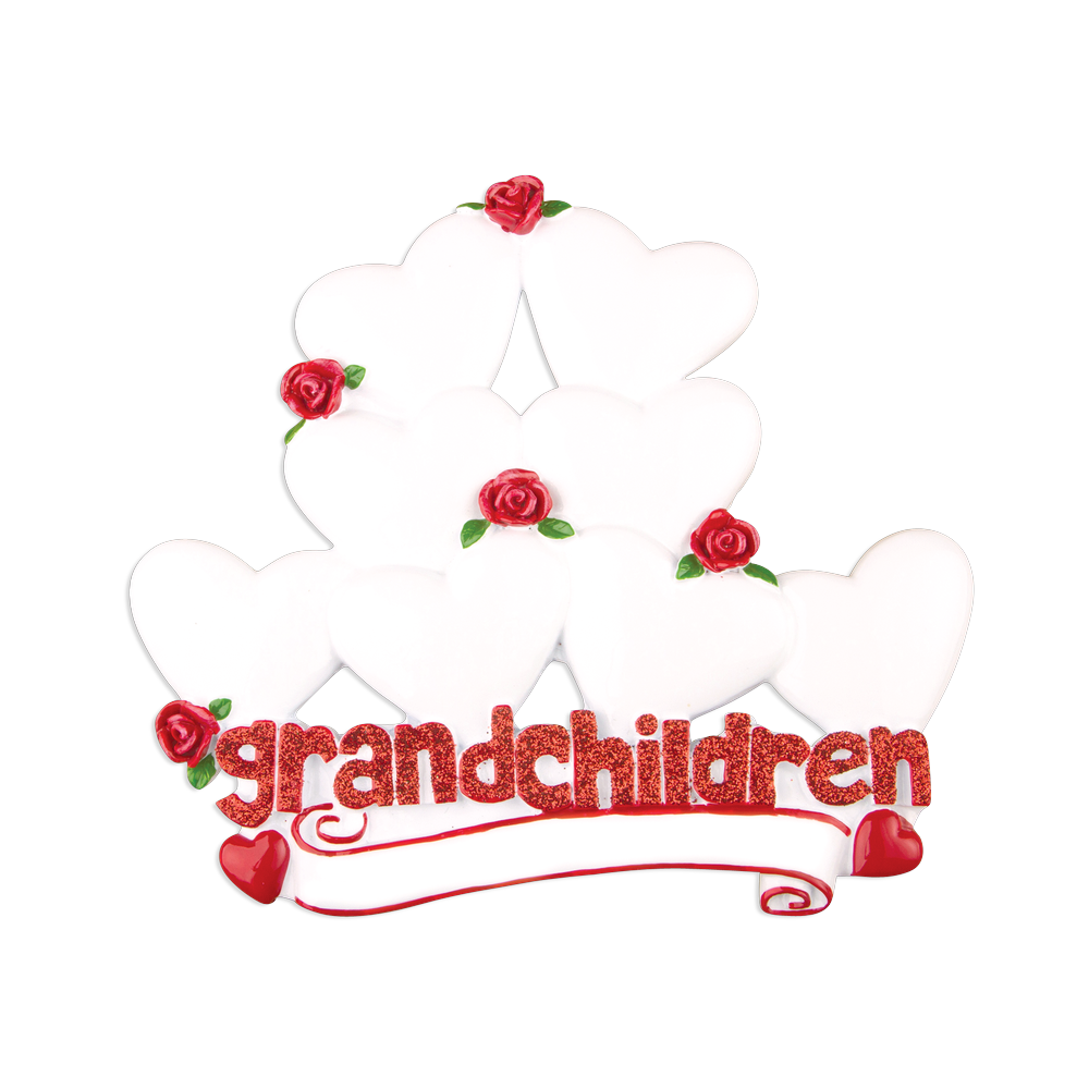 OR529-8 - Grandchildren With Eight Hearts Personalised Christmas Decoration
