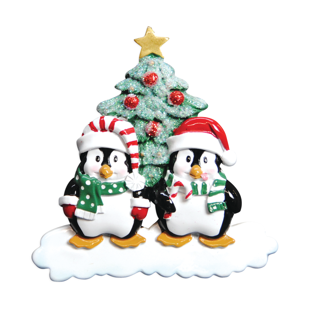 OR629-2 - Winter Penguin Couple Personalised Christmas Decoration