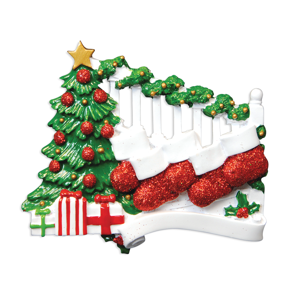 OR823-5 - Bannister With 5 Stockings Personalised Christmas Decoration
