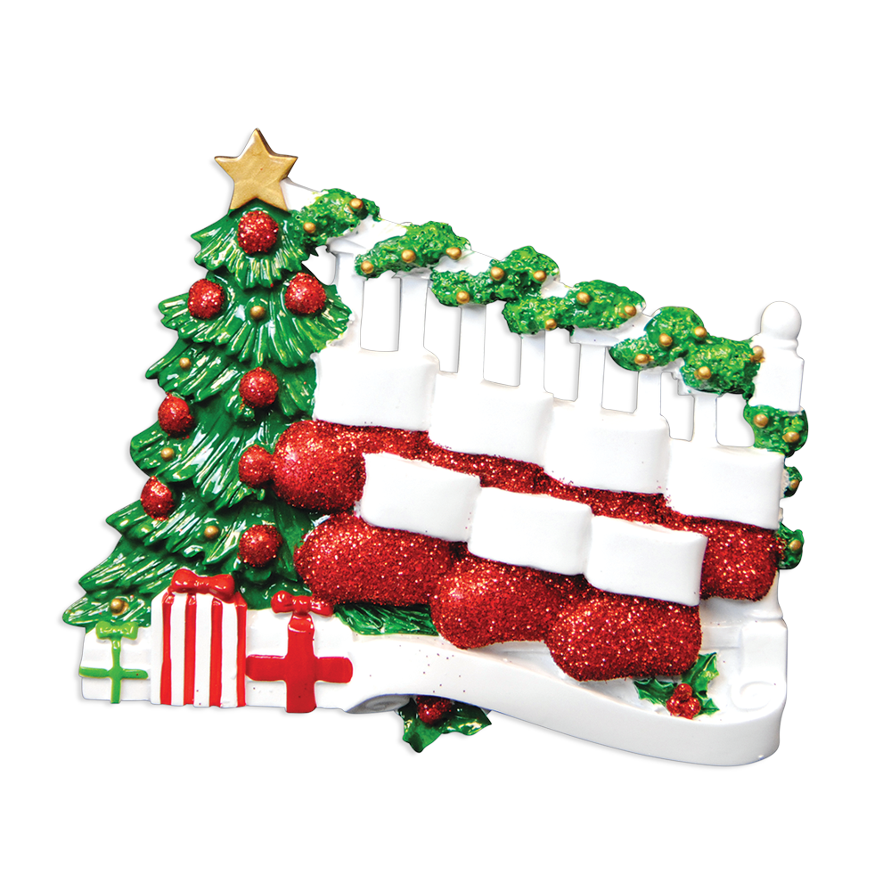 OR823-7 - Bannister With 7 Stockings Personalised Christmas Decoration
