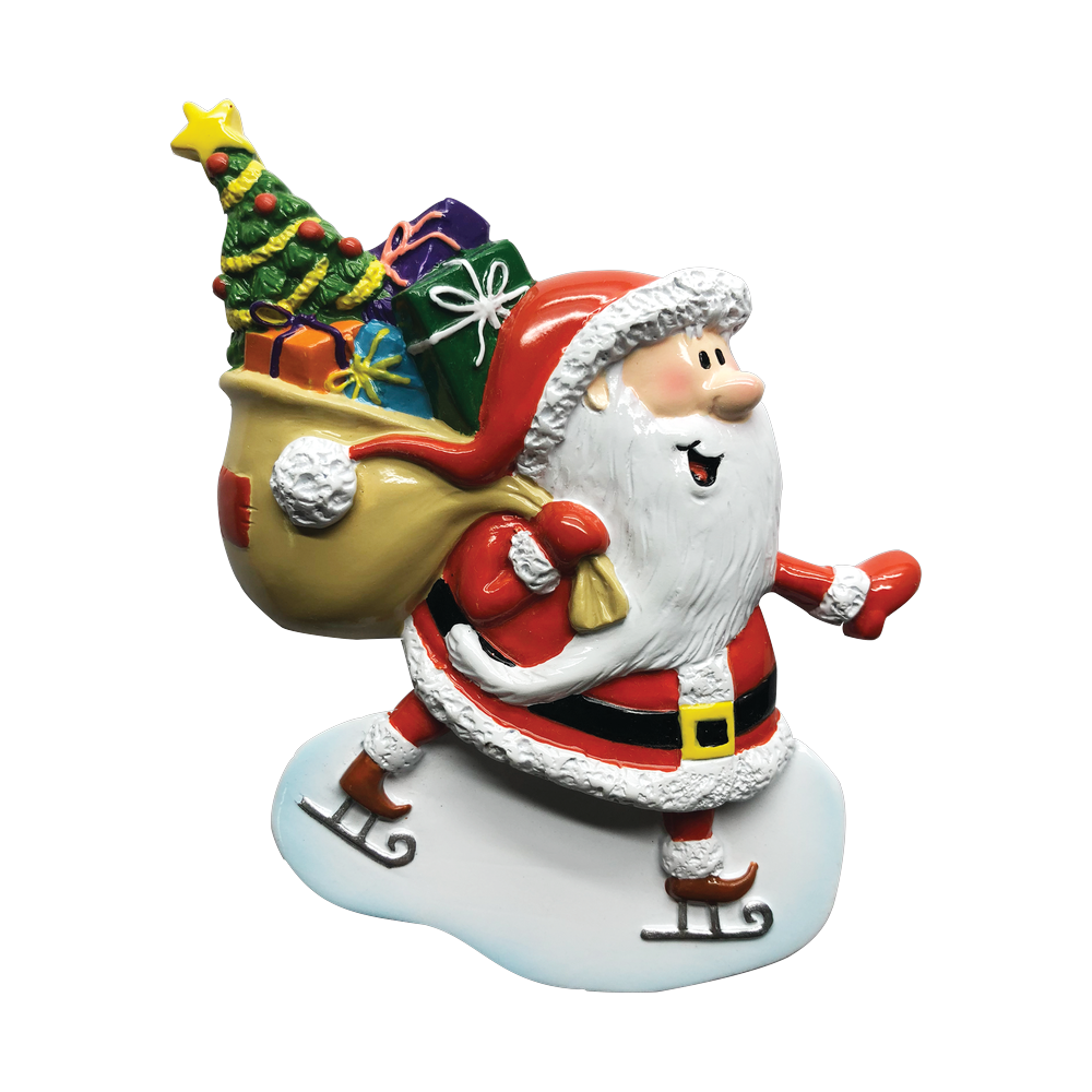 P18-03-034 - Santa On Ice Skates Personalised Christmas Decoration