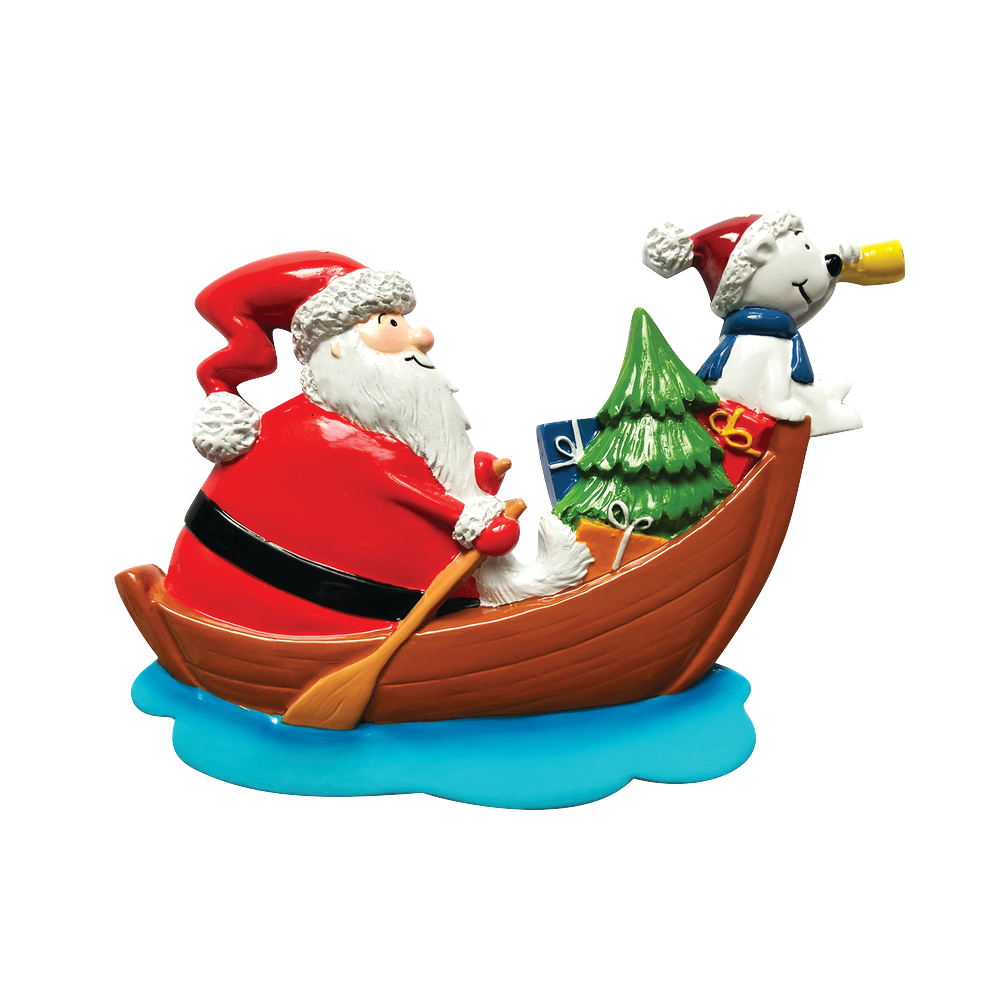 P18-03-051 - Santa in Boat Personalised Christmas Decoration