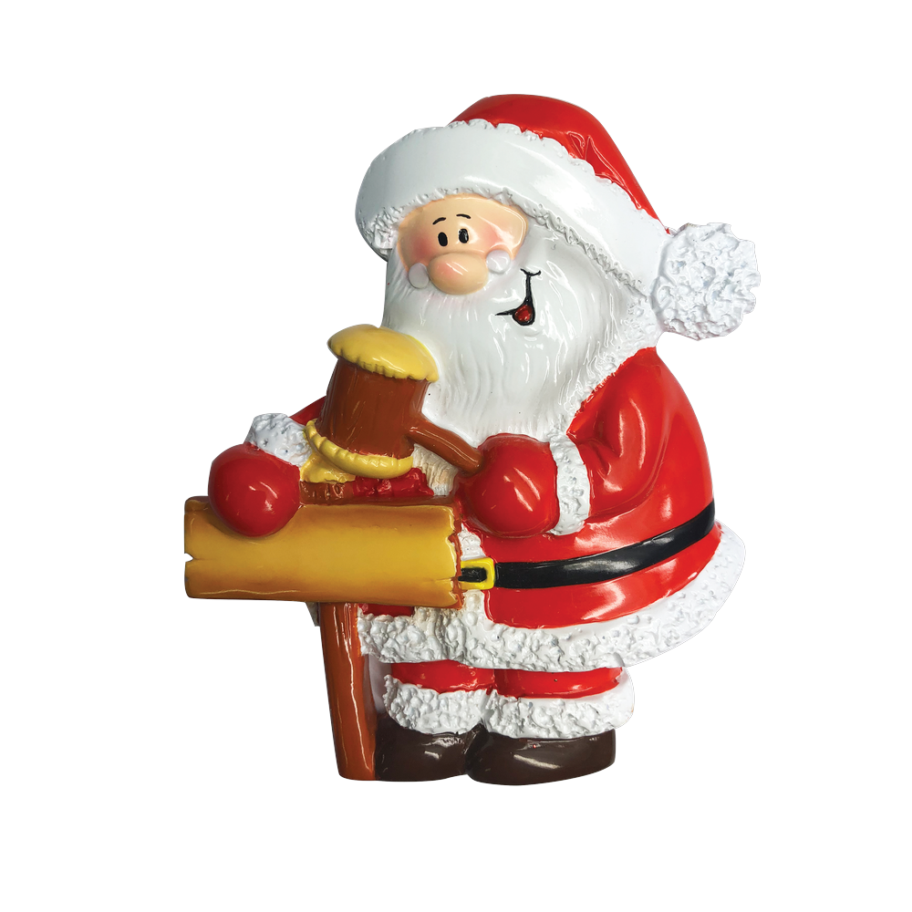 P18-03-055 - Santa With Hammer And Sign Personalised Christmas Decoration